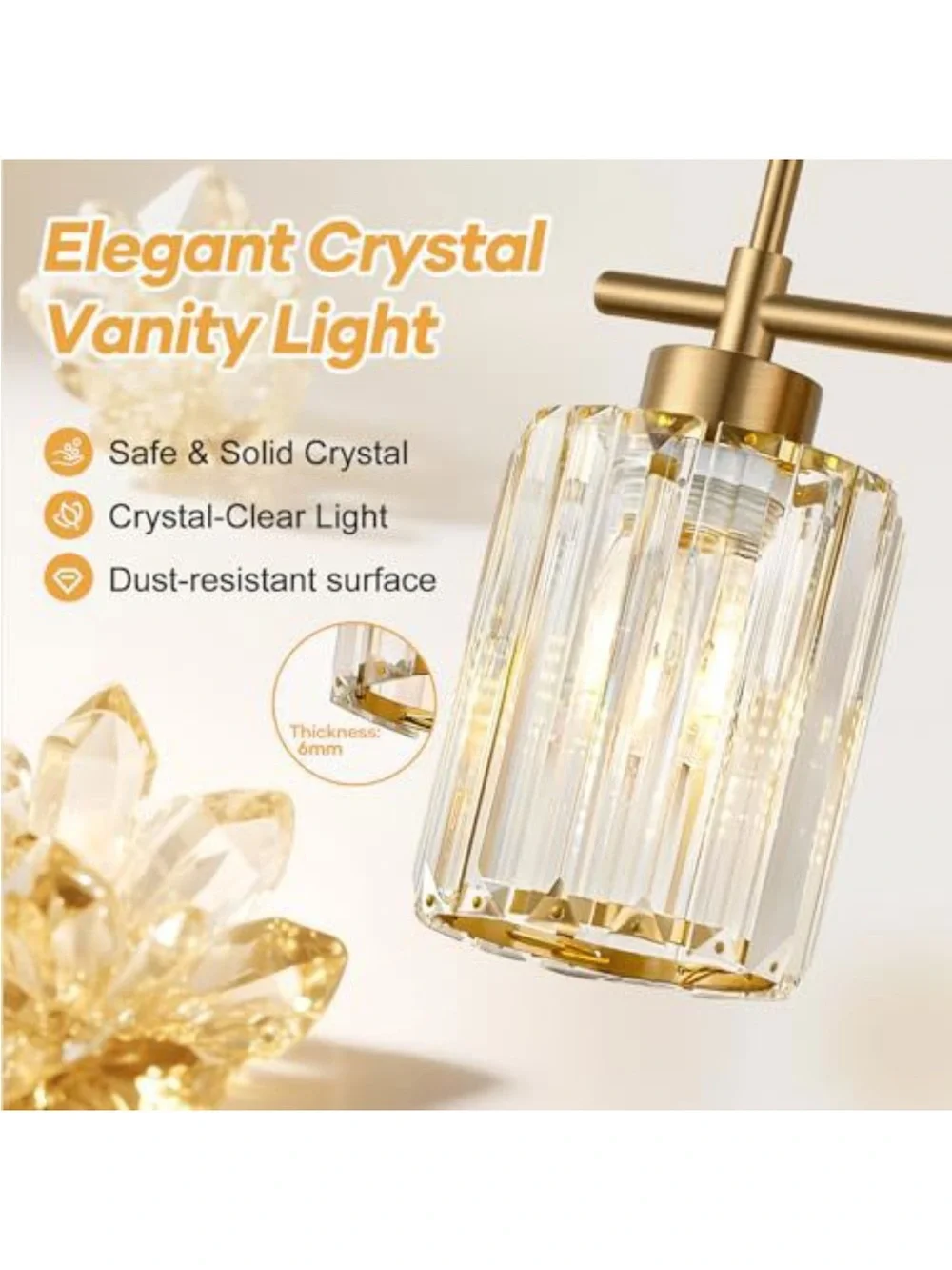 Brass 3-Light Vanity Sconce with Clear Glass Shades